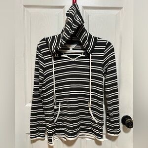 Market & Spruce Black and White Striped Hoodie